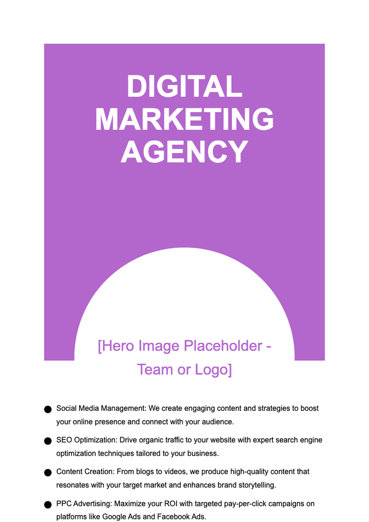 Digital marketing agency promotional flyer with team photo and service highlights_variant_1